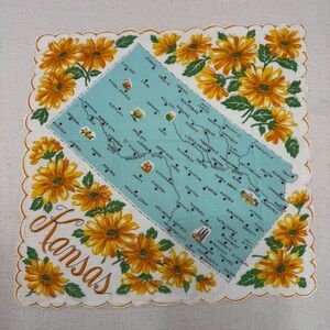 Franshaw Vintage Kansas Souvenir Handkerchief